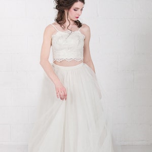 Bridal Tulle Skirt, Long Tulle Skirt, Ivory Tulle Skirt, 2 Piece 