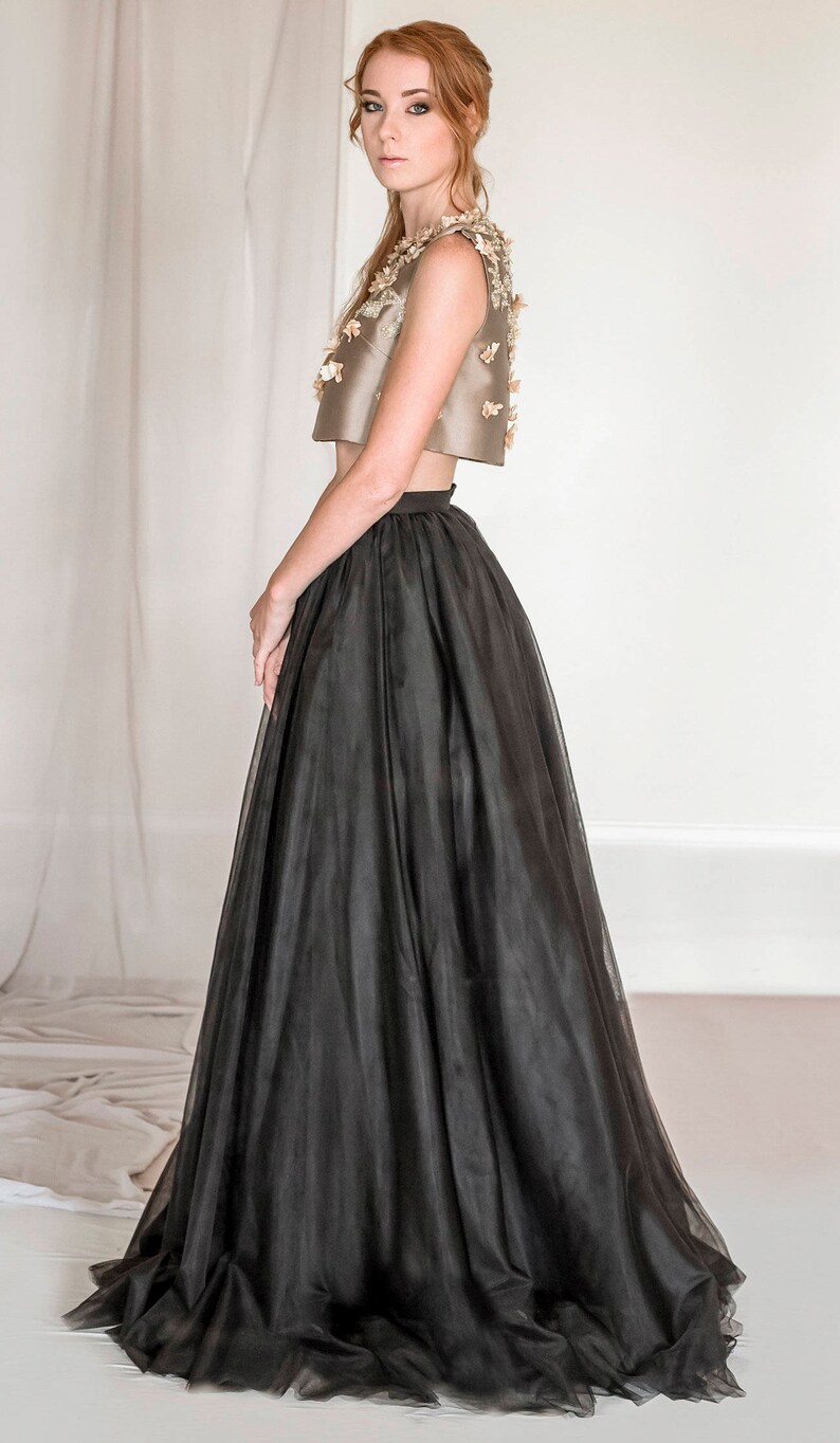 IBAKOM Vestito Da Principessa Bambina | Abito Lungo In Tulle E Pizzo Con Maniche 3/4 | Per Matrimoni, Comunioni E Feste | Taglie 2-14 Anni