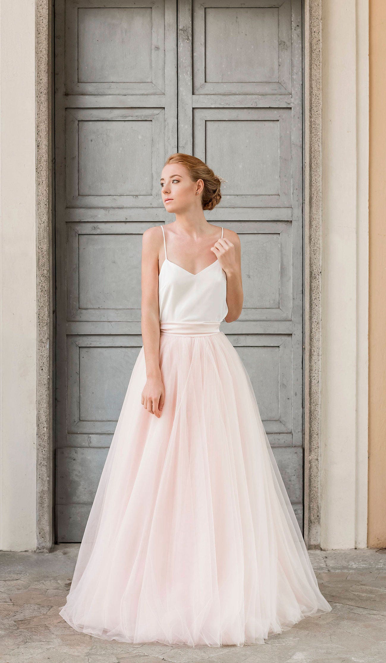 2 Piece Wedding Dress Wedding Separates Bridal Separates Tulle Wedding Dress Blush Wedding Dress Tulle Wedding Skirt Blush Tulle Skirt Etsy Canada