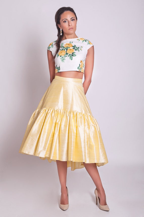 Janak Checkered Women Flared White, Yellow Skirt - Buy Janak Checkered  Women Flared White, Yellow Skirt Online at Best Prices in India |  Flipkart.com