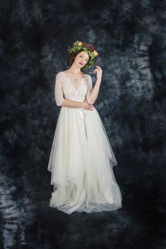 Katherine Lace Wedding Dress Ivory - Evening Dresses, Occasion