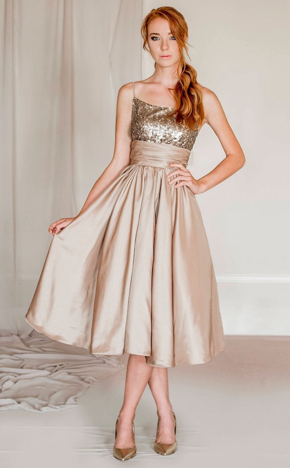 Gold Sequin Evening Dress, Sequin Bridesmaid Dress, Sequin Prom Dress - Etsy
