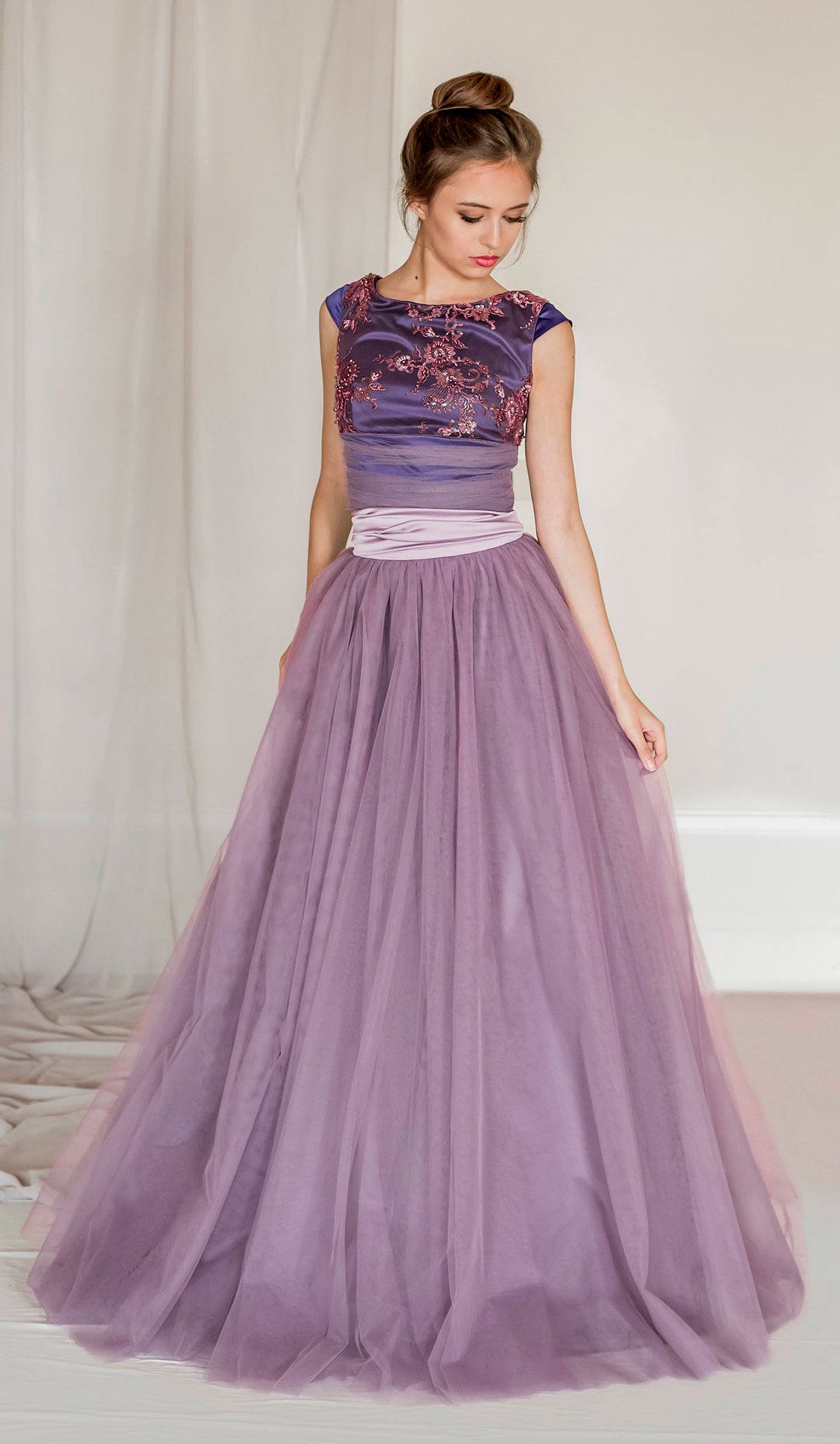 SAMPLE SALE 2 Piece Tulle Evening Dress Crop Top and Tulle - Etsy