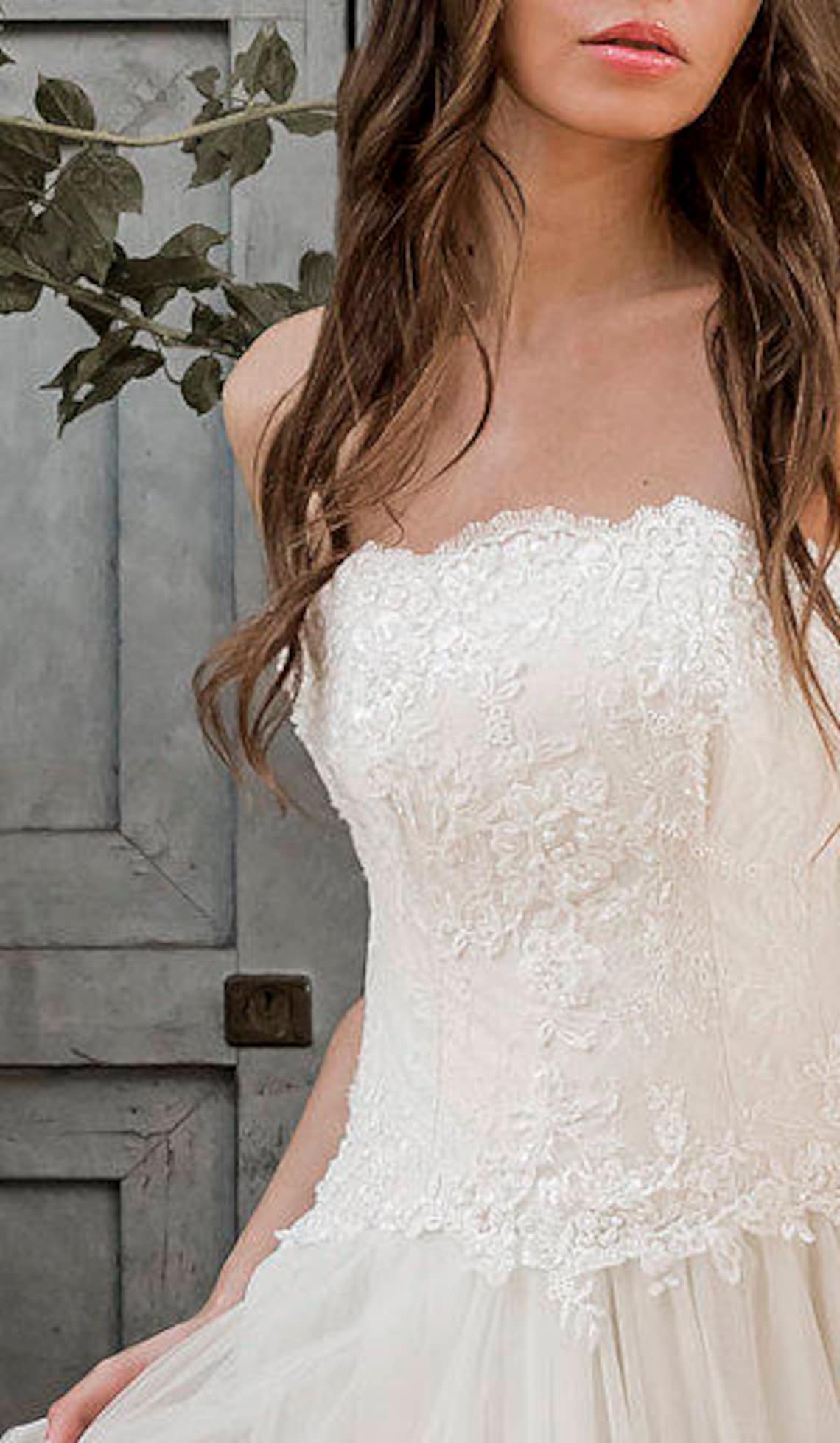 Abito Da Sposa Con Ricami Floreali / Avorio Prato / Abito - Foto 3