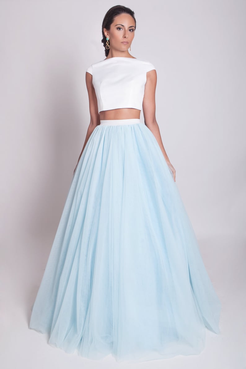 Sky Blue Floor Length Tulle Skirt 50s Tulle Skirt Tulle Etsy
