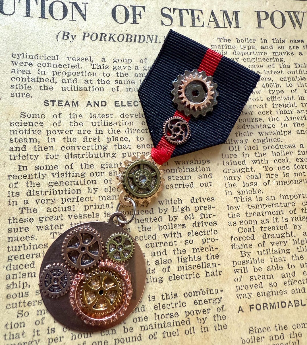 Steampunk Ribbon Handmade Steampunk Medal: Recycled Cogs & Military Ribbon - Etsy