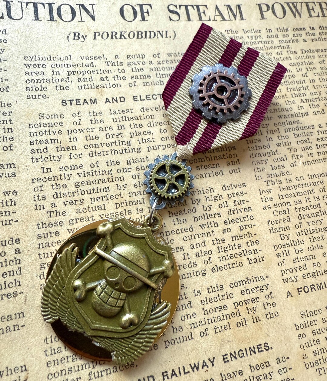 Steampunk Ribbon Handmade Steampunk Medal: Recycled Cogs & Military Ribbon - Etsy