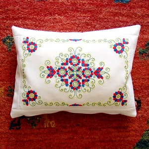 Vintage &quot;Buzsak&quot; Pillowcase Handmade With Hungarian Pattern, Hand Embroidered Pillow Case  15x20 Inch, 51x39cm