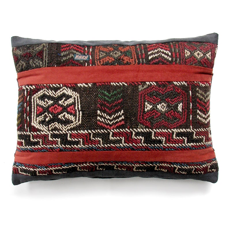 Wool Patchwork Pillow Kilim Mini pouf Bohemian living image 0