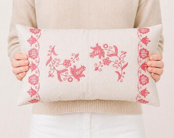 Vintage Hungarian Noble Embroidery Pillow Cover: Folk Art Patchwork Cushion