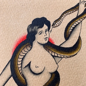 TI CONOSCO SIGNORINA - Original painting, Art, Illustration, Woman, Tattoo Painting, Traditional Tattoo Flash, Prison Tattoo, Max Brain