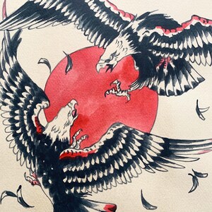 EAGLES - Original, Painting, Art, Illustration, Tattoo Painting, Tattoo Flash, Italy, Prison Tattoo, Max Brain