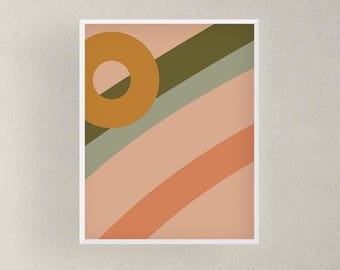 Abstract Geometric Art Print | Olive Green, Pink Home Decor (Digital Download)