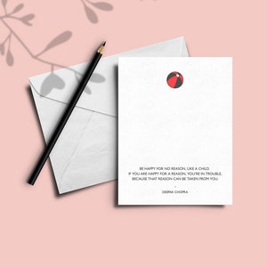 Tarjeta de felicitación con frase "Happy Ball". Diseño minimalista moderno. Cita sobre la felicidad. Tipográfica. Unisex. Interior en blanco. Tarjeta de felicitación. Cumpleaños. Gracias.