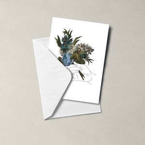 Renaissance Blue Flower Card Biglietto d'auguri - vuoto all'interno - Compleanno - design floreale, notacard- grazie - presto - insegnanti, mamma