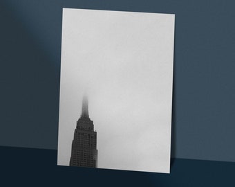 Misty Empire State Building A1 Poster. NYC Photographic Wall Art. New York. Large Modern Art Print, Minimalist decor photography. Mood.