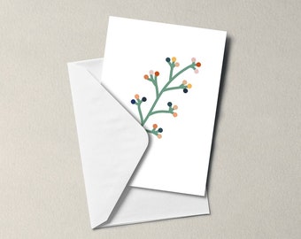 Minimalist Flower Card - Greeting Card 6x4 size - Note card - blank inside - Birthday - floral design, modern stylish minimal design.