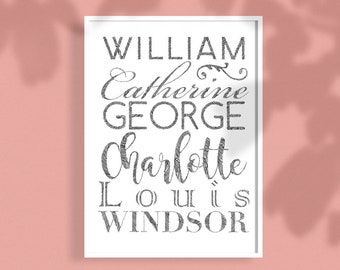 Illustrated Personalized FamilyTypographic Drawing – Unique – Gift – Hand drawn – New Baby -  Line and Circle