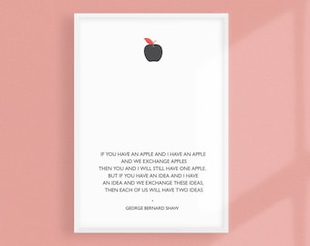 Apple - George Bernard Shaw Quote Poster A4  - Quality Art Print