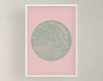 Pink and Green Abstract geometric circle Modern Print. Home Decor, Wall Art, Minimal, for bedroom, poster, Print for bedroom, entry, colour,