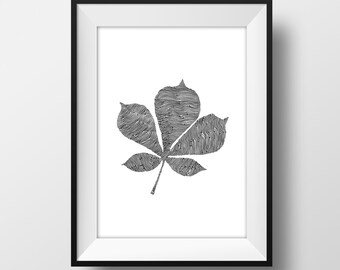 SUPER SALE*** Leaf Line and Circle Illustration Print - Ink- Drawing - Art