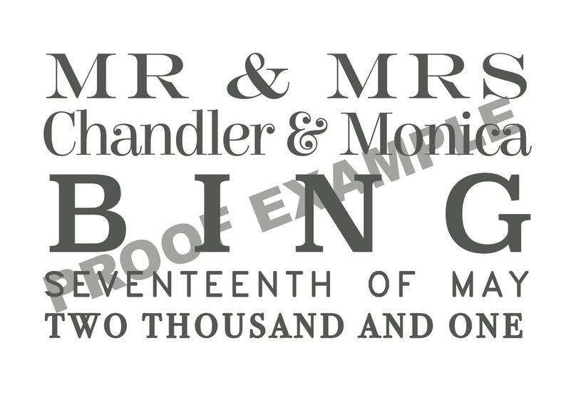 Illustrated Personalized Wedding Typographic Print. Unique personalisation. Anniversary gift. Bridal present. Custom names. Gifts for them image 8