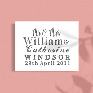 Illustrated Personalized Wedding Typographic Print. Unique personalisation. Anniversary gift. Bridal present. Custom names. Gifts for them image 2