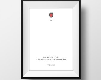 SUPER SALE*** Wine - Cooking -  Fields Quote Poster A4  - Quality Art Print