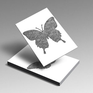Set of Five Butterflies Illustrated Postcards