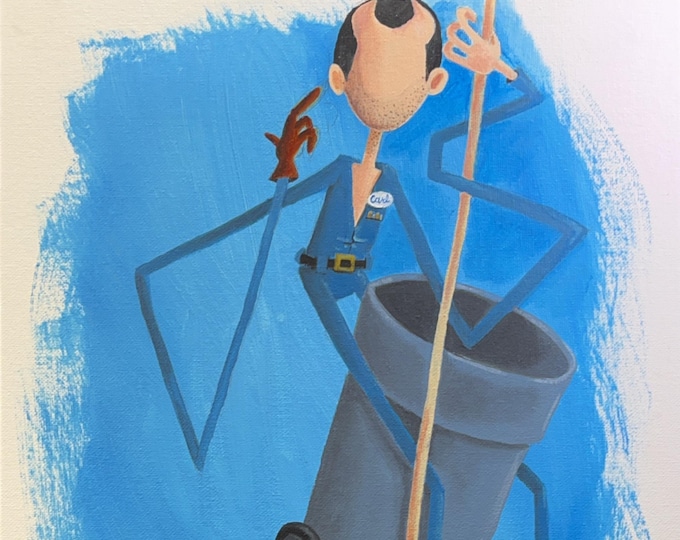 High School Janitor – Acrylic Painting on Canvas Board – Noodle Realism Wall Art