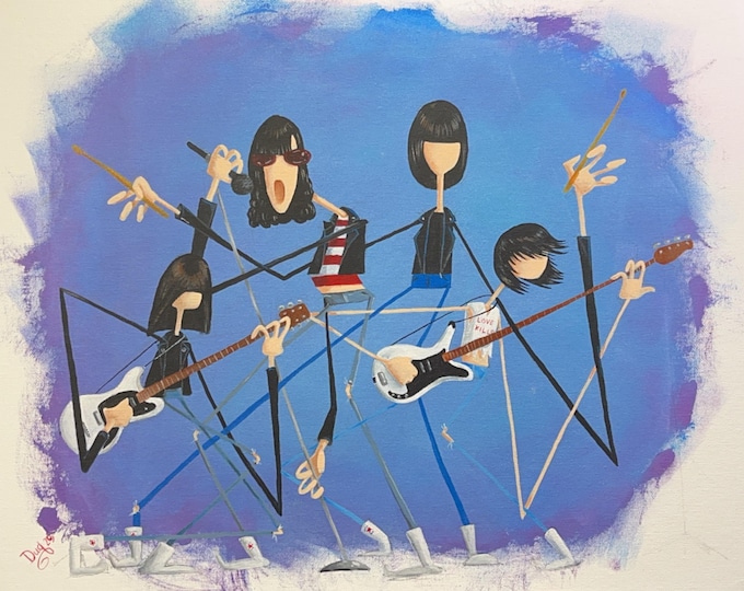 Punk Rock Band - Acrylic Painting –  Chaotic Surreal Music Wall Art
