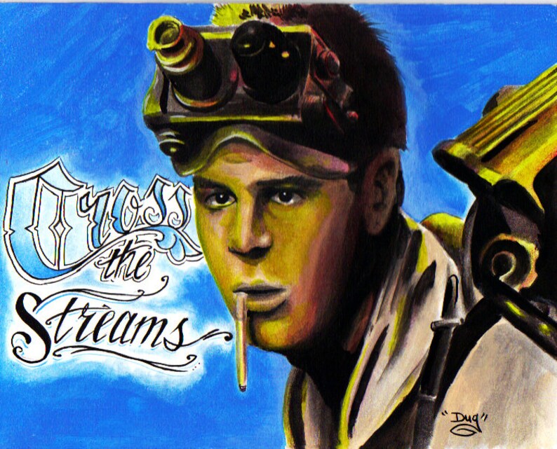 Cross The Streams Art Based On The Movies Ghostbusters Etsy