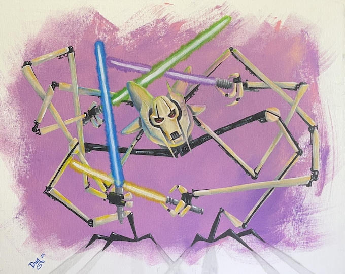 Cyborg General Acrylic Painting: Noodle Realism Sci-Fi Wall Art