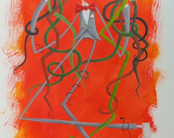 Quirky Bicycle Adventure - Acrylic Painting – Surreal Pop Culture Wall Art