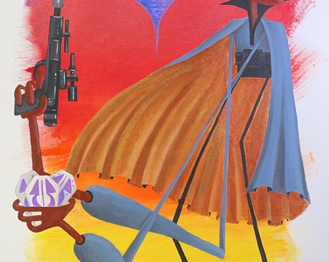 Space Scoundrel Acrylic Painting - Noodle Realism Sci-Fi Wall Art