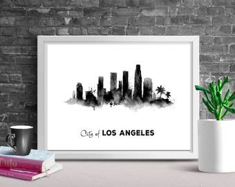 Los Angeles SKYLINE Print, Printable Poster, LA Printables, Minimalist Print, City Print, LA Watercolor Skyline, Prints, Los Angeles Skyline