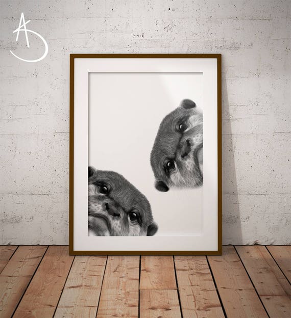 otter print cute curious otter drawing download otter wall etsy etsy
