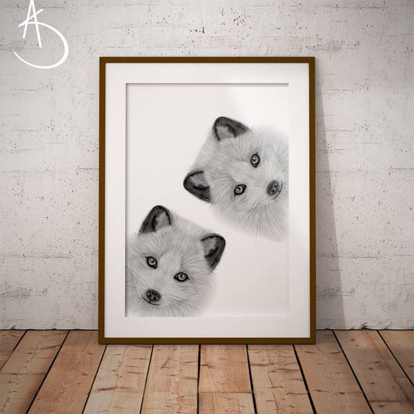 ARCTIC FOX PRINTS, Instant download, Arctic Fox decor, Cute Animal Print, Printable Poster, Animal Decor, Animals Print, Arctic Fox Print