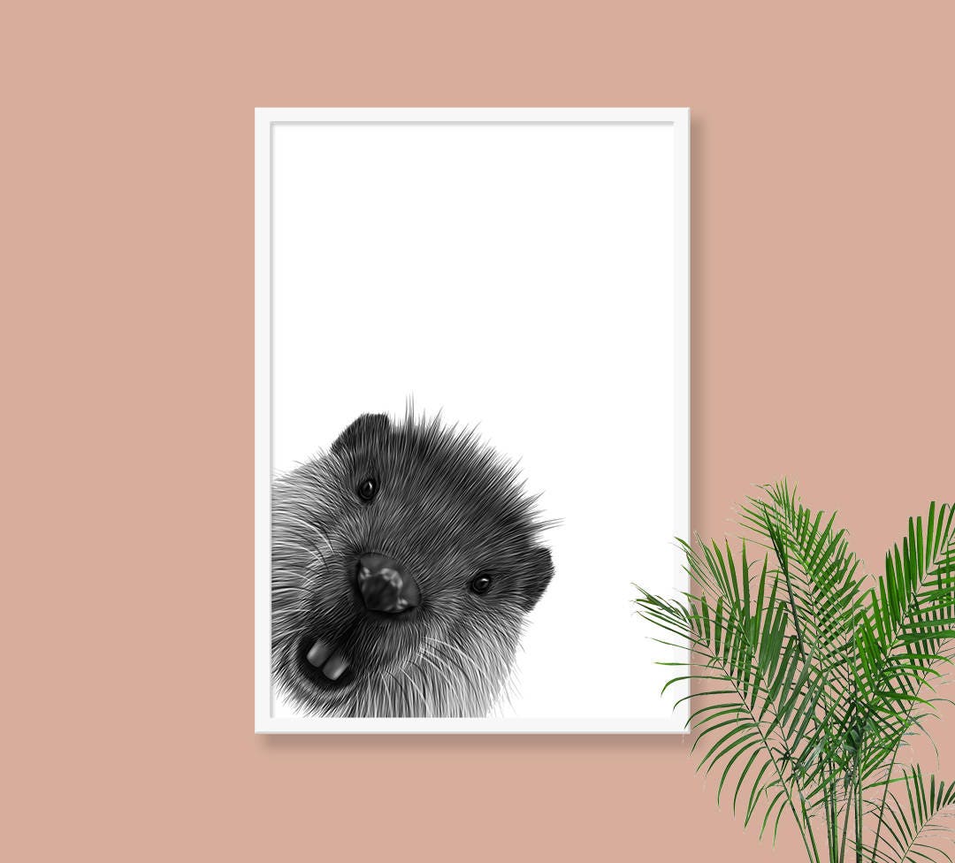 BEAVER PRINT Printable Poster Woodland Printables Nursery | Etsy