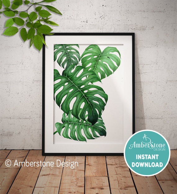 Monstera Leaf Print: Minimalist Botanical Art (instant Download) - Etsy