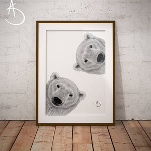 POLAR BEAR PRINT, Nursery Print, Polar Bear Nursery, Polar Bear Art, Printable Polar Bear Poster, Printable Decor, Black and White Art, Bear