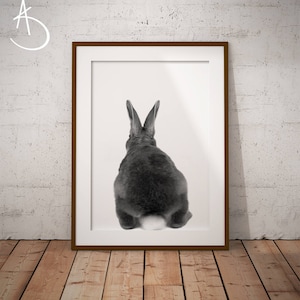 Bunny Rabbit Tail Print, Butt Wall Art, Baby Nursery Animal, Woodland Decor, Large Poster, Baby Shower Decoration, Kid Bedroom, Bunny Tail