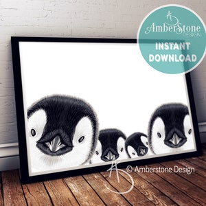 Family Art Print | Family of Penguins | Family | Instant Download | Printable | Family Portrait | Penguin | Family Print | Family of 4