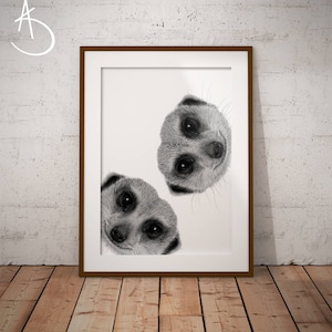 MEERKAT ART PRINT, Cute Meerkat Drawing download, Meerkat decor, Curious Meerkat Print, Printable Meerkat, Art, Meerkat Prints, Meerkat Art