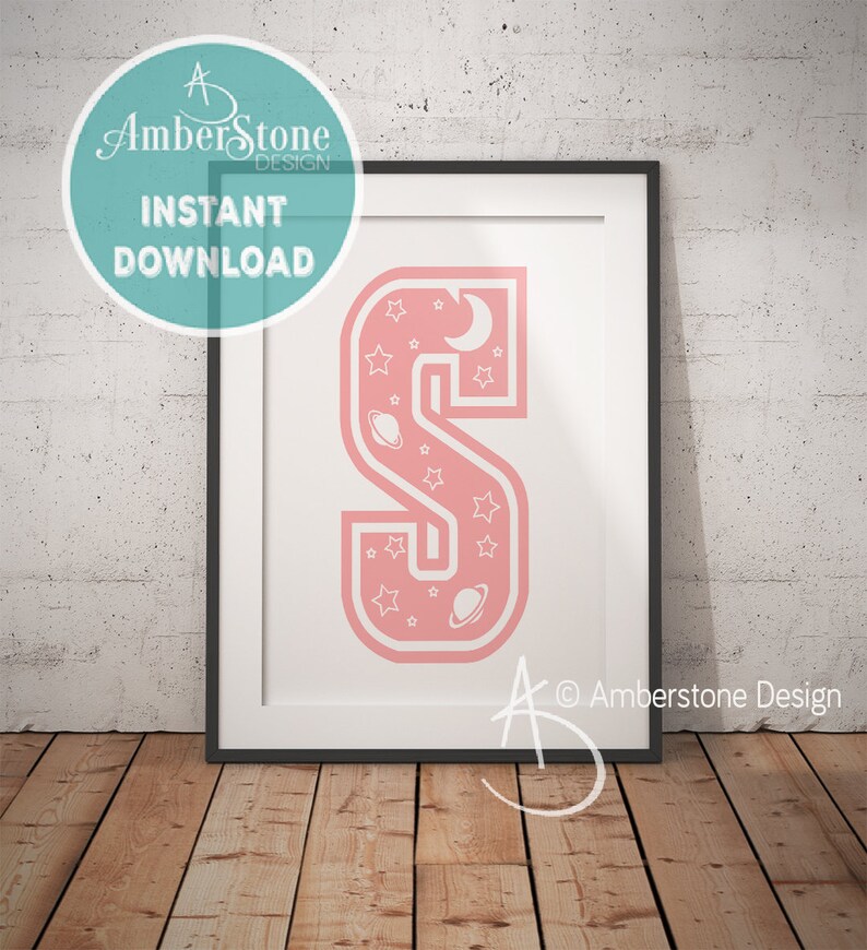 Blue Letter S Baby Boy Print Boys Letter S Baby Shower Blue Letter Monogram Gift for Baby Boy Blue Nursery LETTER S Print Letter S