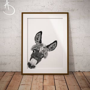 PEEKABOO DONKEY Drawing download, Donkey decor, Peekaboo Donkey, Printable Donkey Poster, Nursery Decor, Donkey Decor, Peekaboo Animals