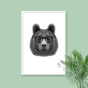 HIPSTER BEARS DRAWING download Print, Wall decor, Hipster Bear Print, Printable Bear Poster, Digital, Printable Decor, Instant Download, image 5