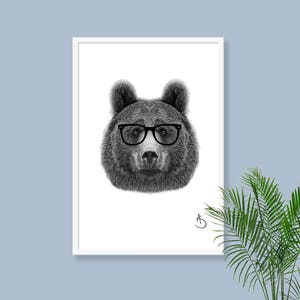 HIPSTER BEARS DRAWING download Print, Wall decor, Hipster Bear Print, Printable Bear Poster, Digital, Printable Decor, Instant Download, image 4