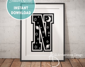 NURSERY LETTER N Print, Letter N, Letter N Print, Letter N Decor, Alphabet, Nursery Decor, Letter N Nursery, Nursery Art, Nursery Alphabet