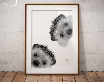 HEDGEHOG NURSERY PRINT, Hedgehog Nursery decor, Hedgehog Nursery Print, Printable Poster, Woodland Animals, Nursery Art, Nursery Decor, Art